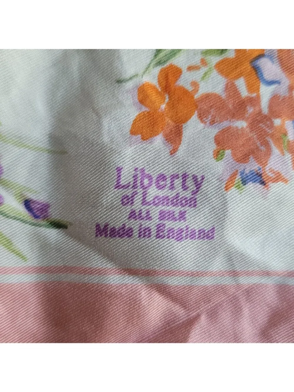 Vintage Liberty of London Square Silk Scarf Pastel Green Floral Botanical Scarf